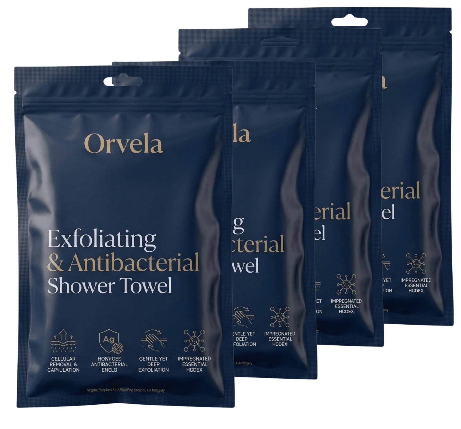 4 x Exfoliating Antibacterial Shower Towel